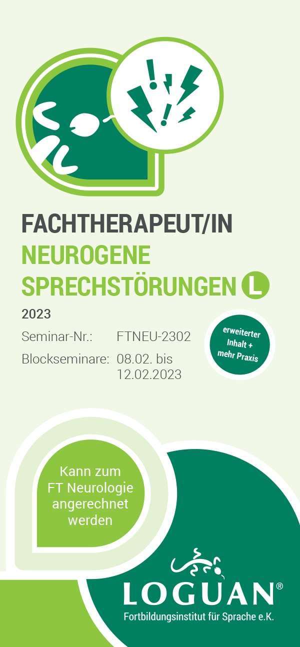 Loguan Flyer FachtherapeutIn Neurogene Sprechstörungen 2023