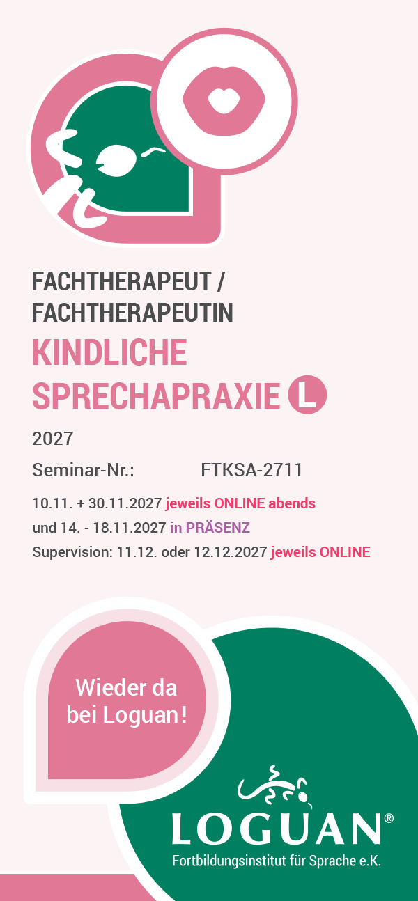Loguan Flyer Fachtherapeut / Fachtherapeutin Kindliche Sprechapraxie 2027